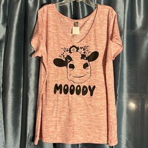 Women’s soft tee. New. “Moody” fits like an XL. T239